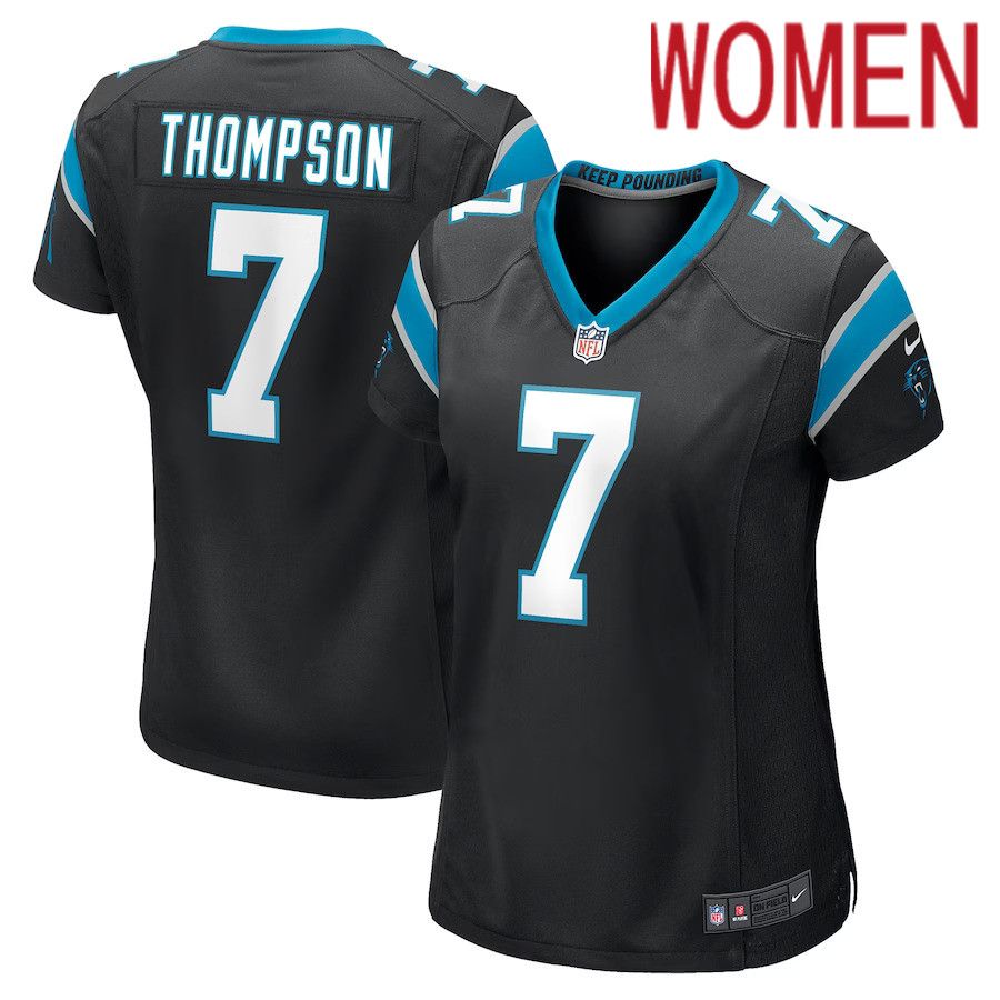 Women Carolina Panthers #7 Shaq Thompson Nike Black Player Game NFL Jersey